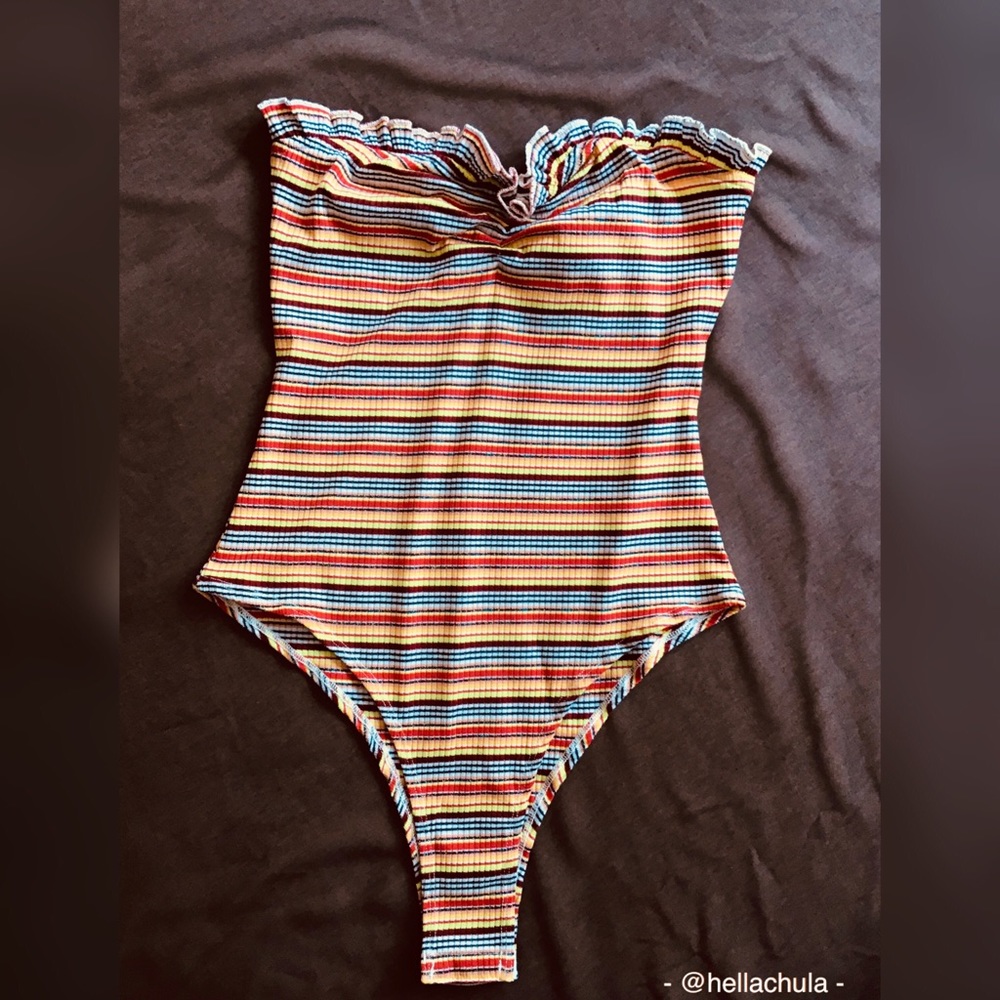 SHEIN Stripped Strapless Bodysuit ❤️